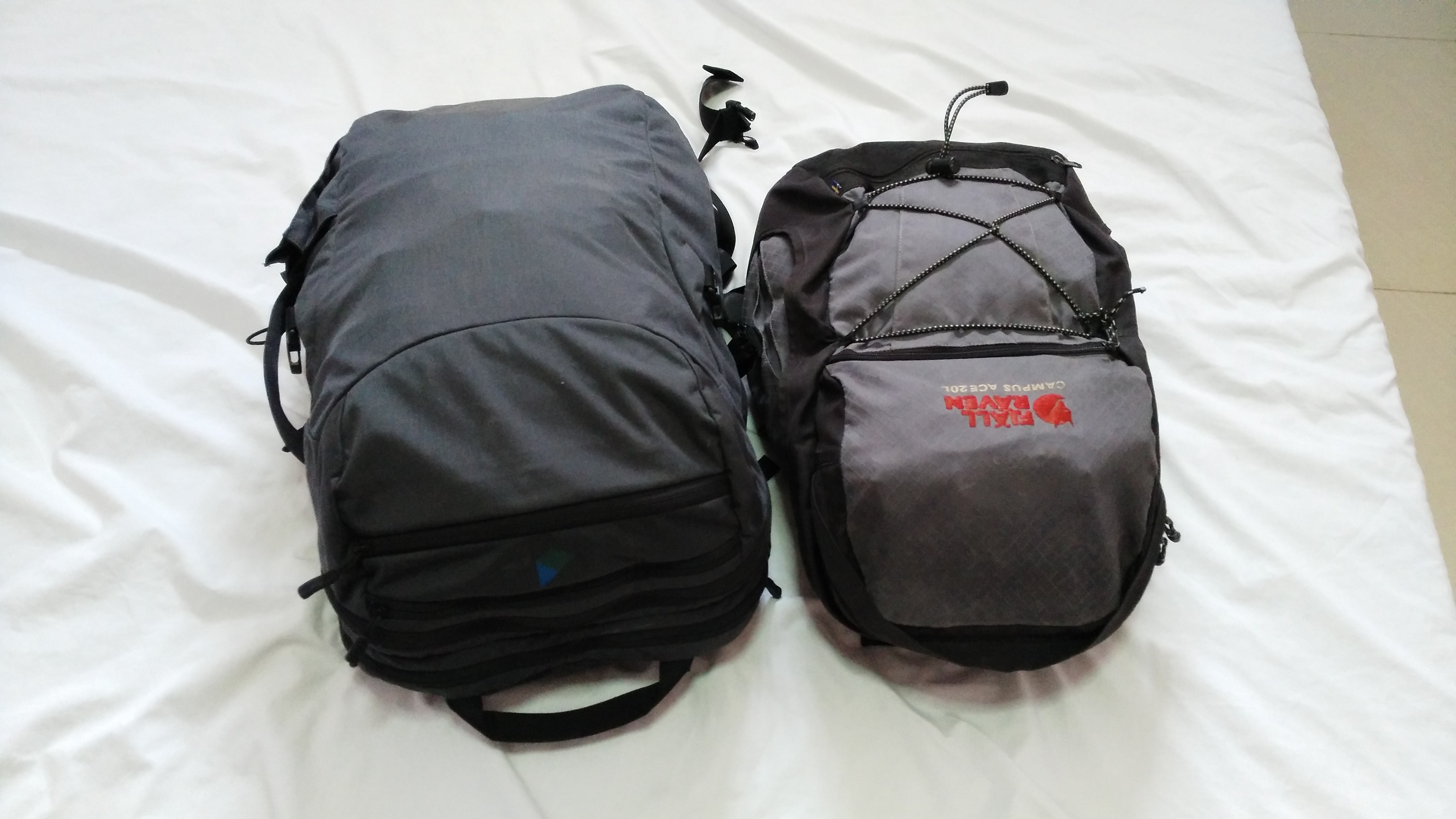 My two packed bags